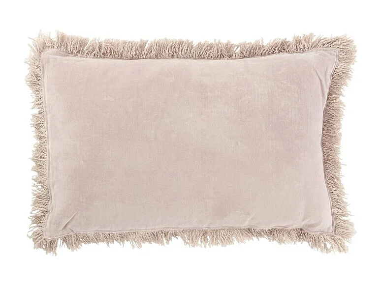 Coussin Déco "Franges Velours" 35x55cm Rose