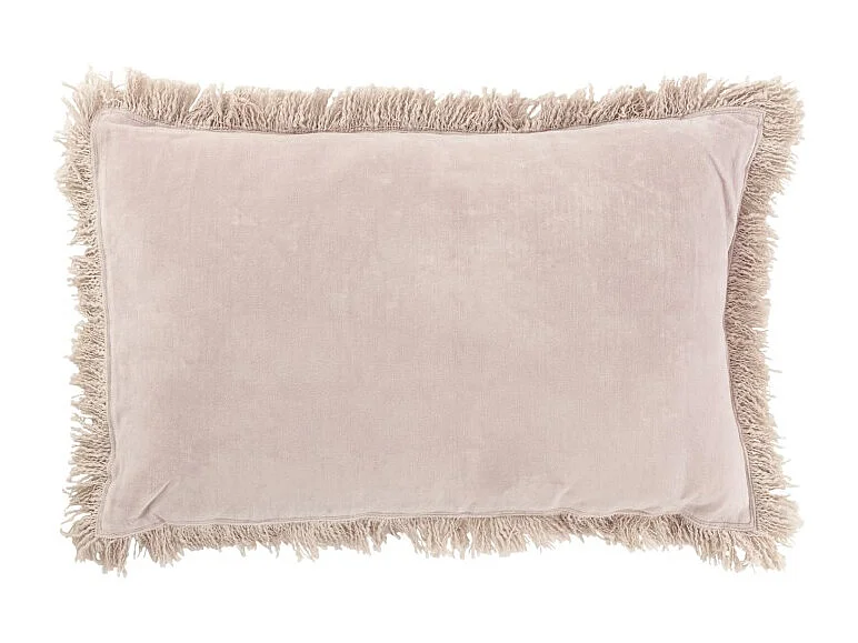 Coussin Déco "Franges Velours" 35x55cm Rose