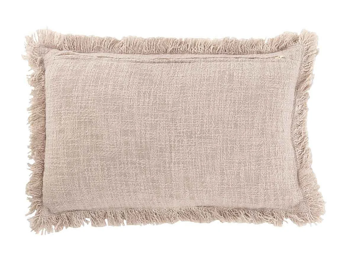 Cuscino rettangolare con frange in cotone rosa 60x40cm