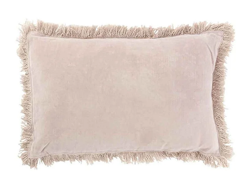 Coussin Déco "Franges Velours" 35x55cm Rose