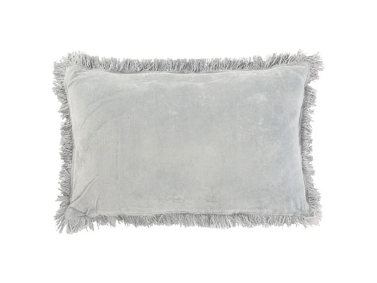Coussin Déco "Franges Velours" 35x55cm Gris Bleu