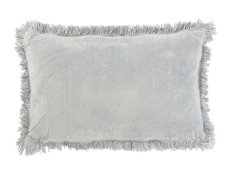 Cojín rectangular con flecos de algodón azul de 60x40cm