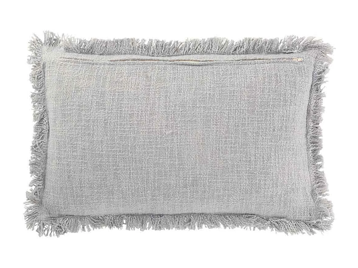 Cojín rectangular con flecos de algodón azul de 60x40cm