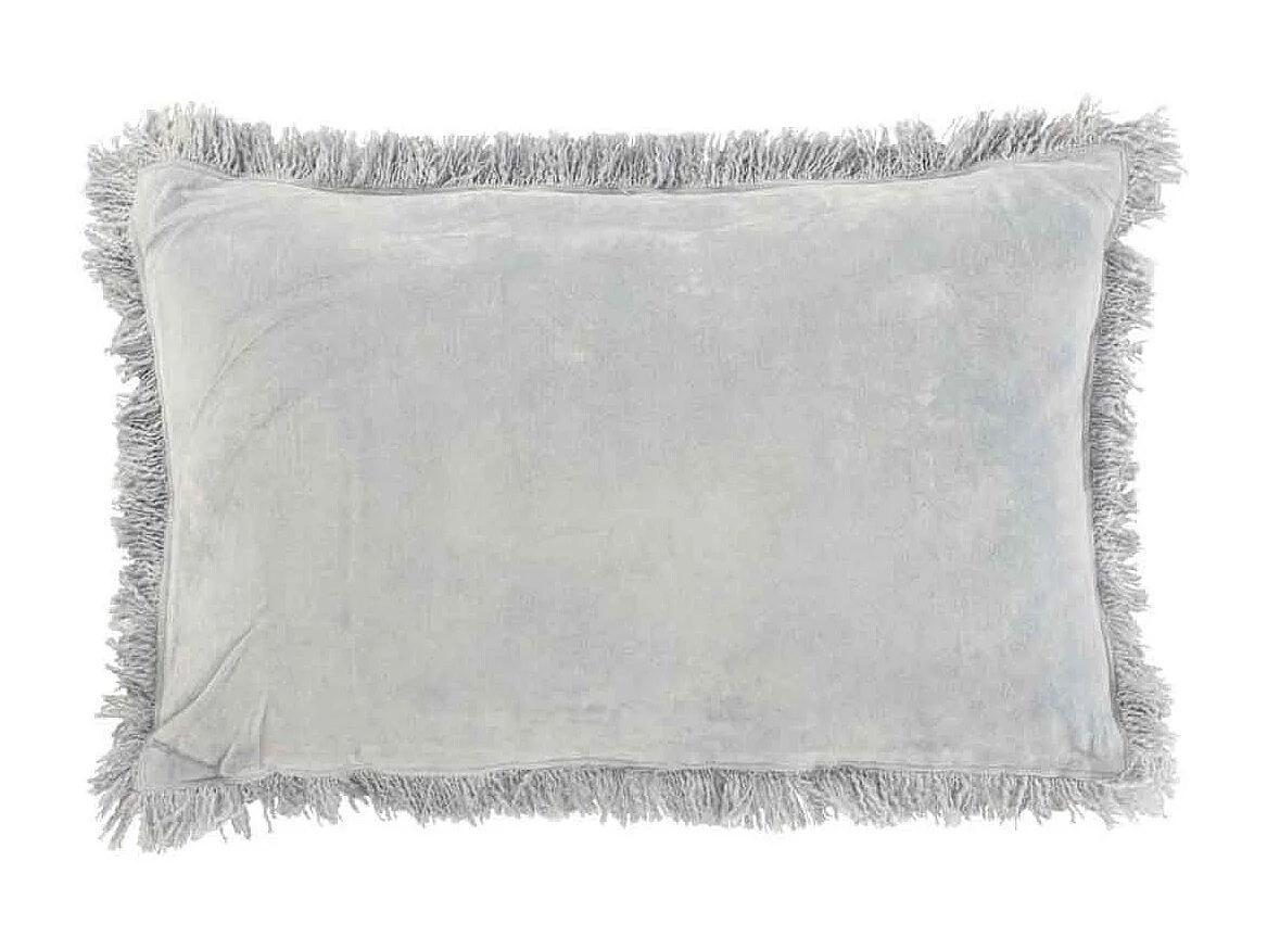 Cuscino rettangolare con frange in cotone blu 60x40cm