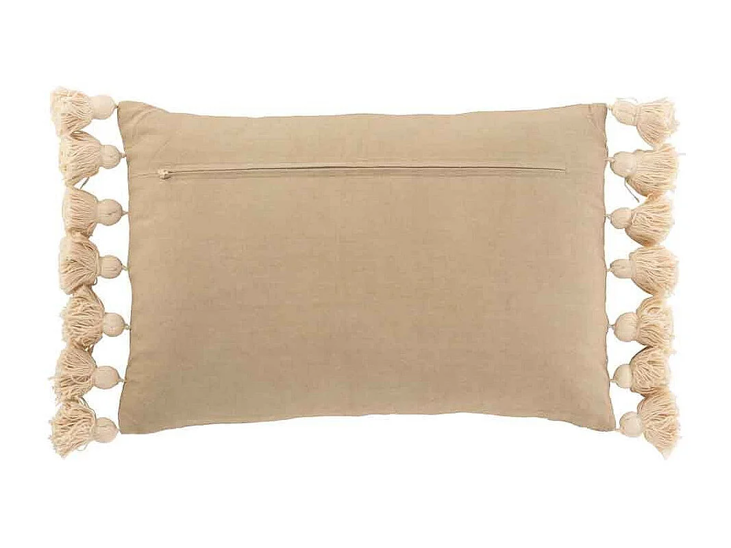 Coussin Déco à Pompons "Lexie" 35x50cm Taupe