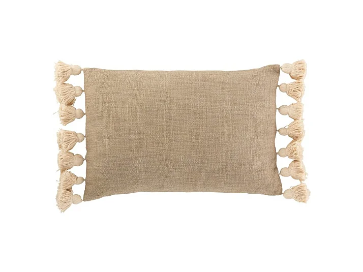 Coussin Déco à Pompons "Lexie" 35x50cm Taupe