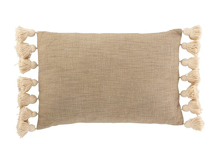 Coussin Déco à Pompons "Lexie" 35x50cm Taupe