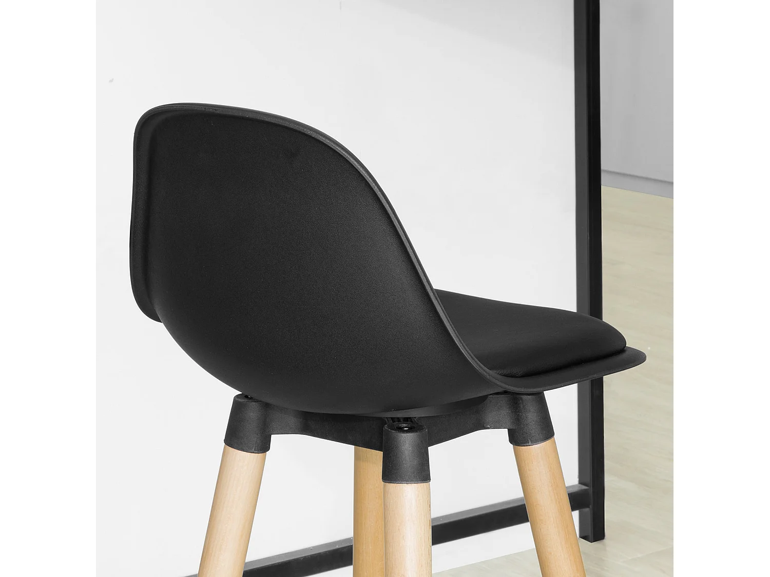 SoBuy FST70-SCH Barkruk met rugleuning - Voetsteun - Zwart