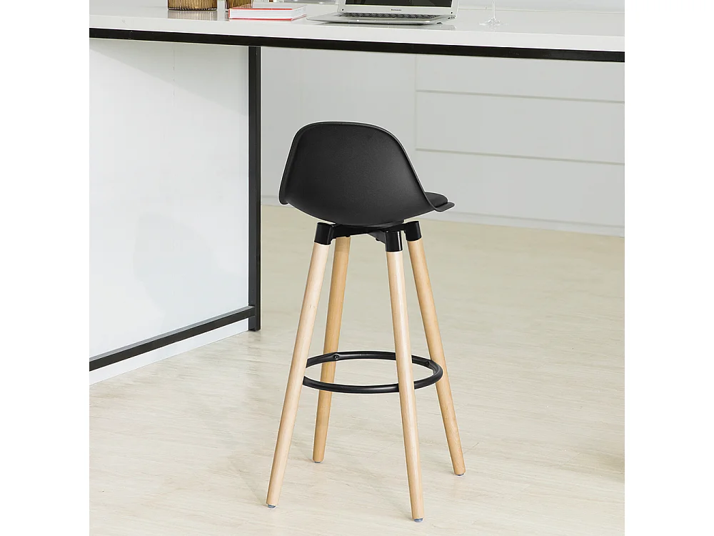 SoBuy FST70-SCH Barkruk met rugleuning - Voetsteun - Zwart