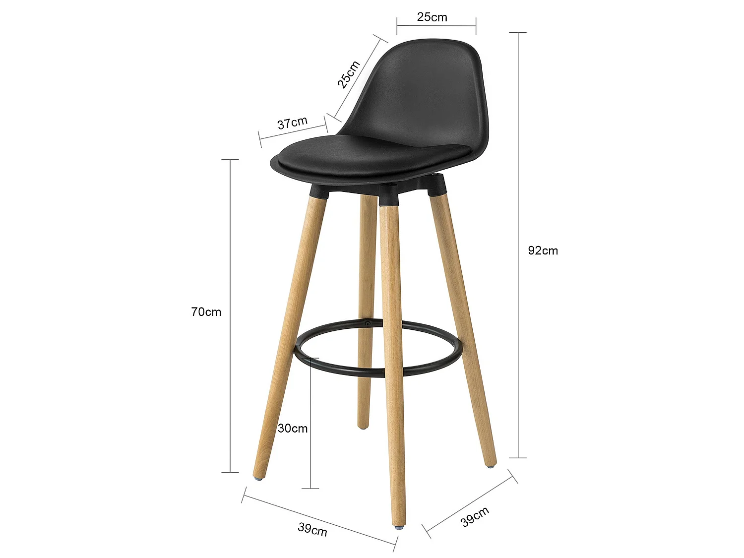 Tabouret de Bar Tabouret Haut Cuisine avec dossier et repose-pieds, FST70-SCH