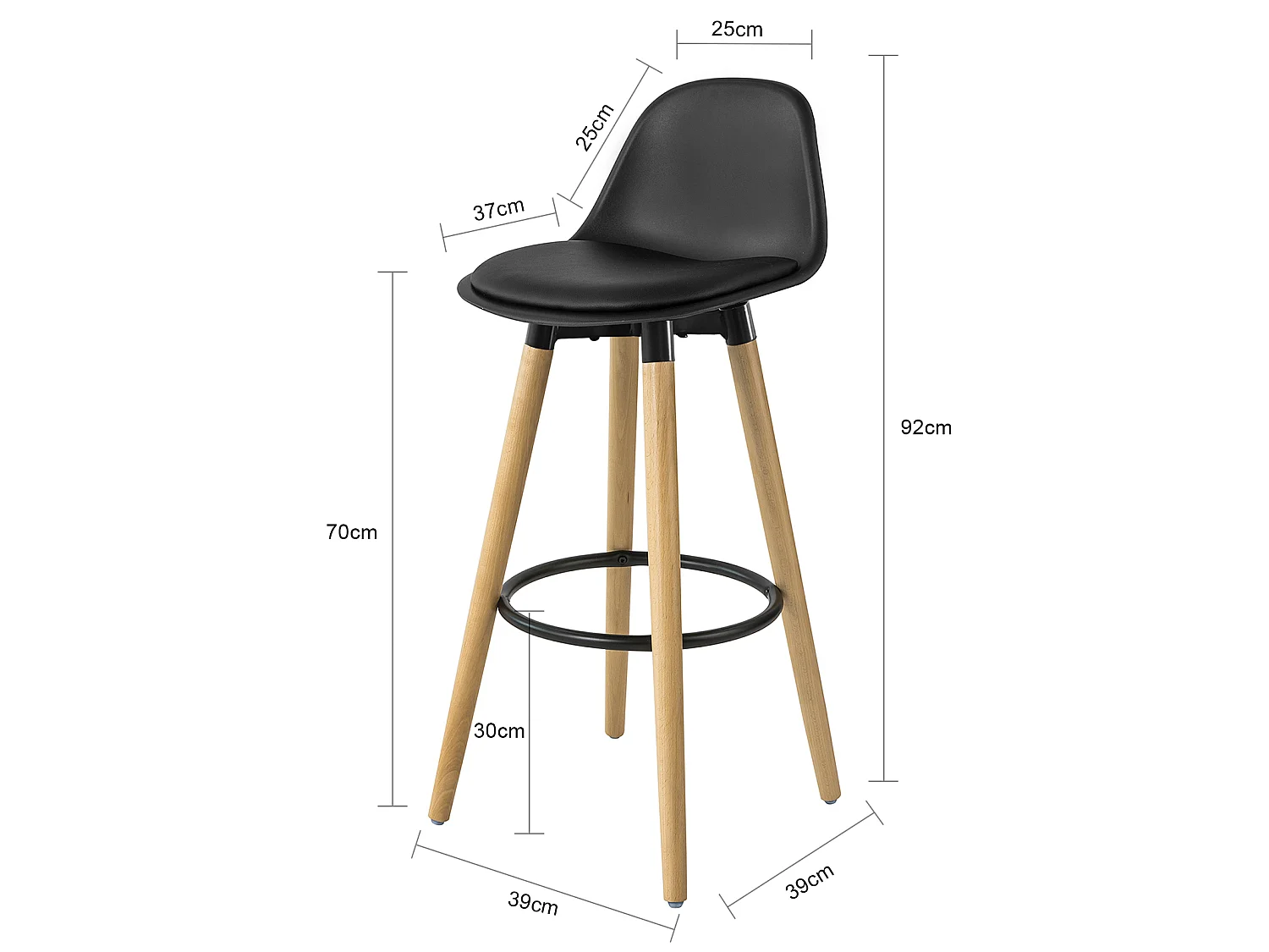 Tabouret de Bar Tabouret Haut Cuisine avec dossier et repose-pieds, FST70-SCH