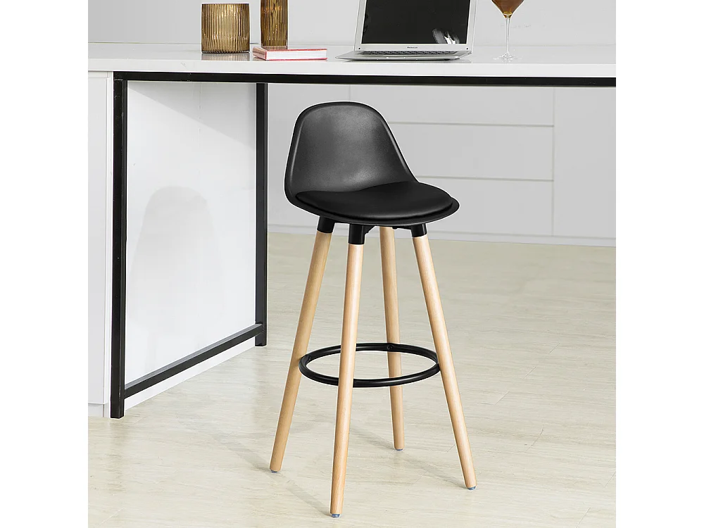 Tabouret de Bar Tabouret Haut Cuisine avec dossier et repose-pieds, FST70-SCH