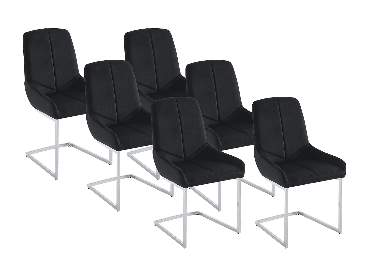 Lot de 6 chaises en velours et métal - Noir - BERLONA