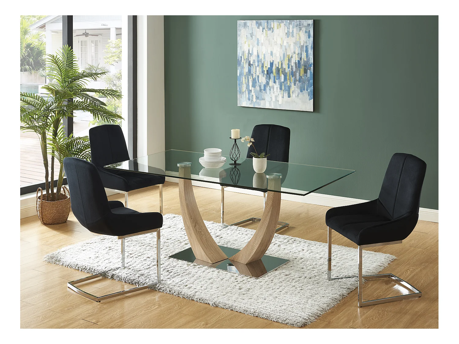 Lot de 6 chaises en velours et métal - Noir - BERLONA