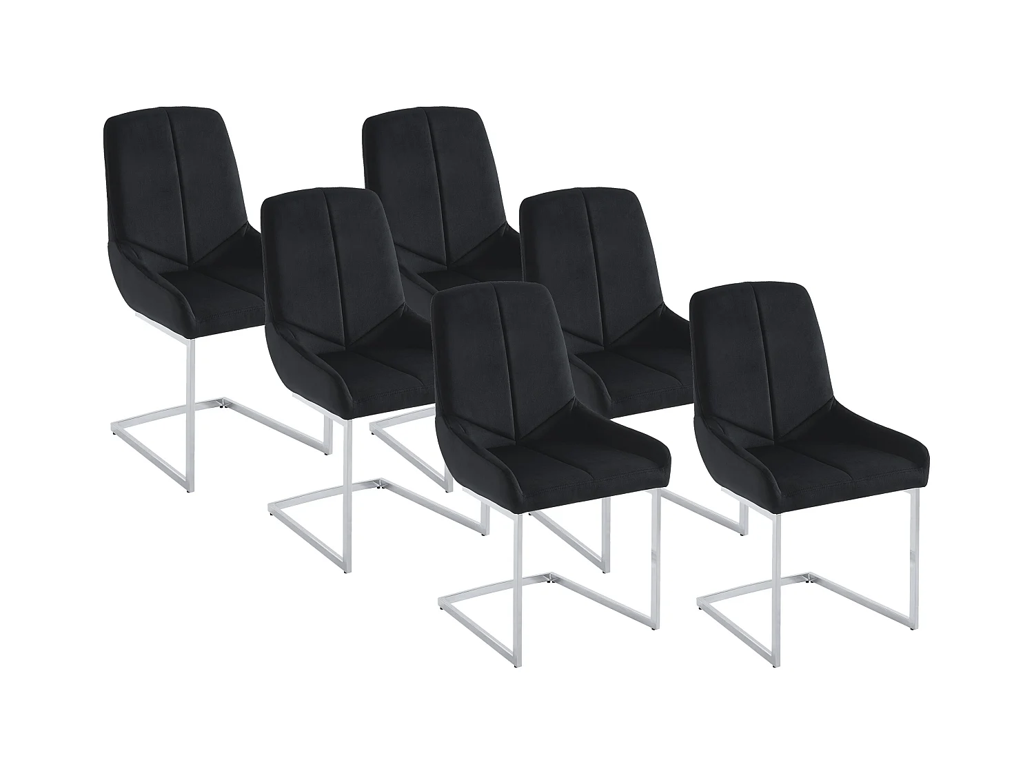 Lot de 6 chaises en velours et métal - Noir - BERLONA