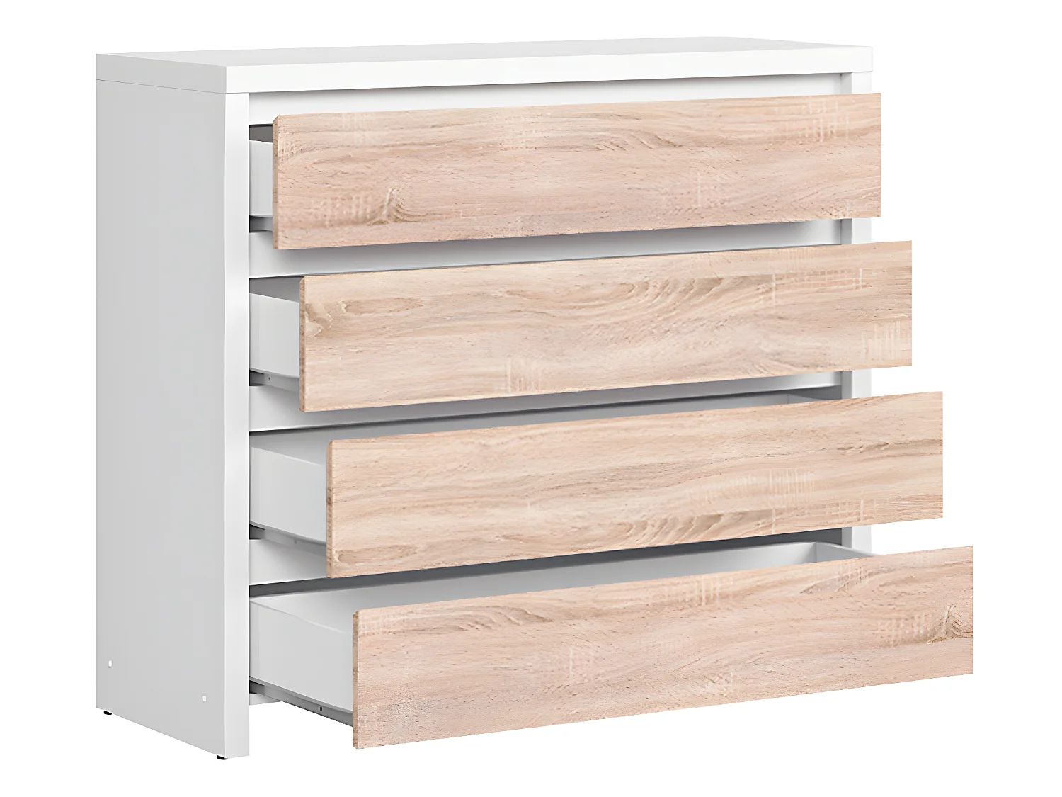 Cómoda 4 gavetas Soren madeira e branco 92cm