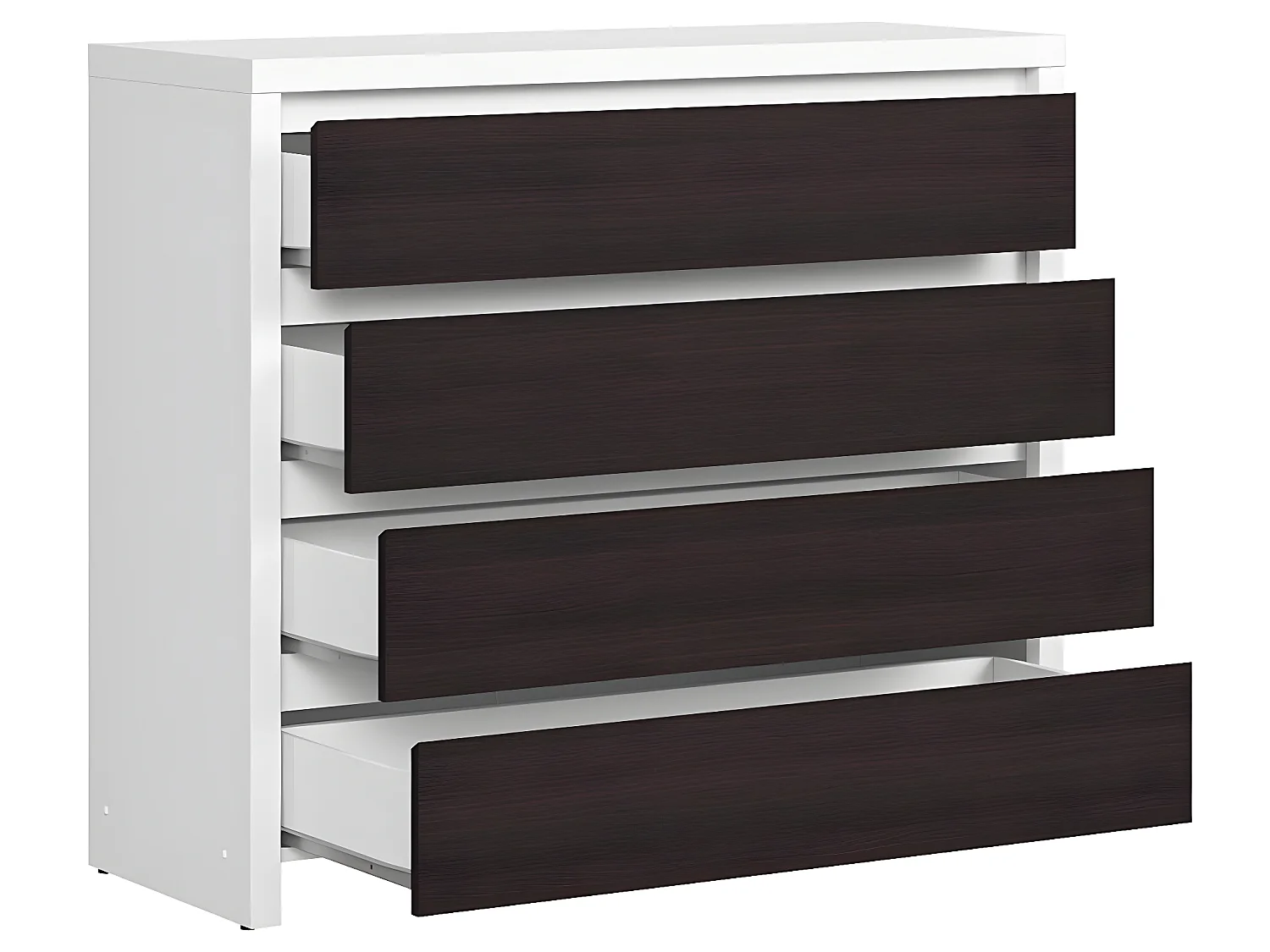 Commode 4 tiroirs Soren Blanc et Bois Wengé