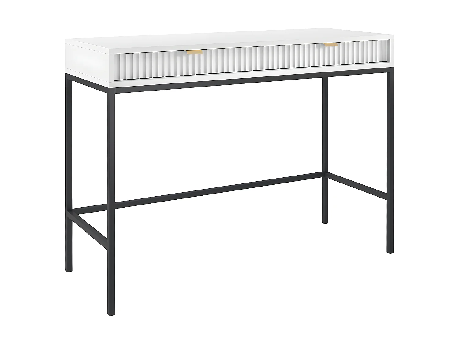 Bureau console 2 tiroirs Rava Blanc