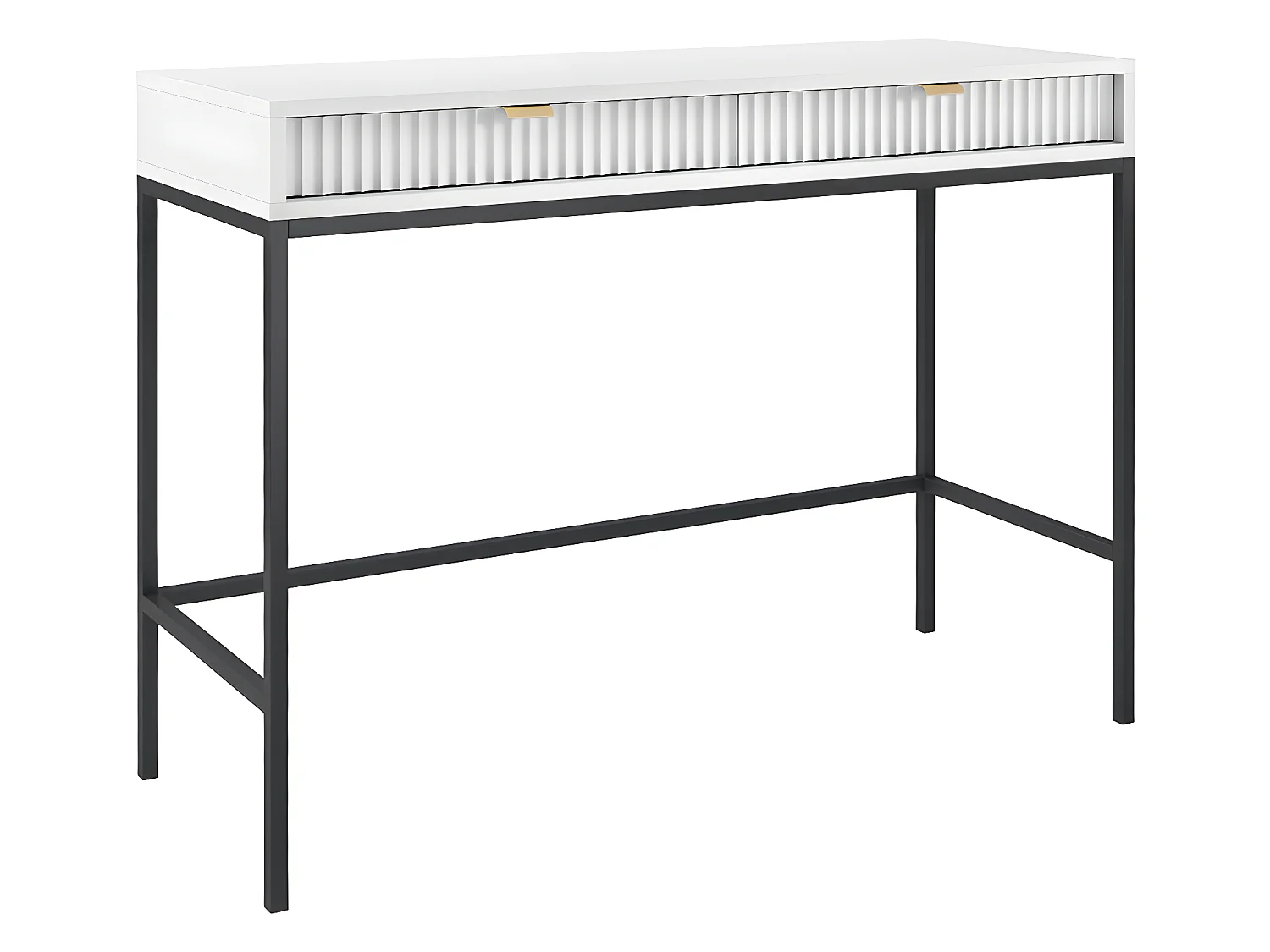 Bureau console 2 tiroirs Rava Blanc