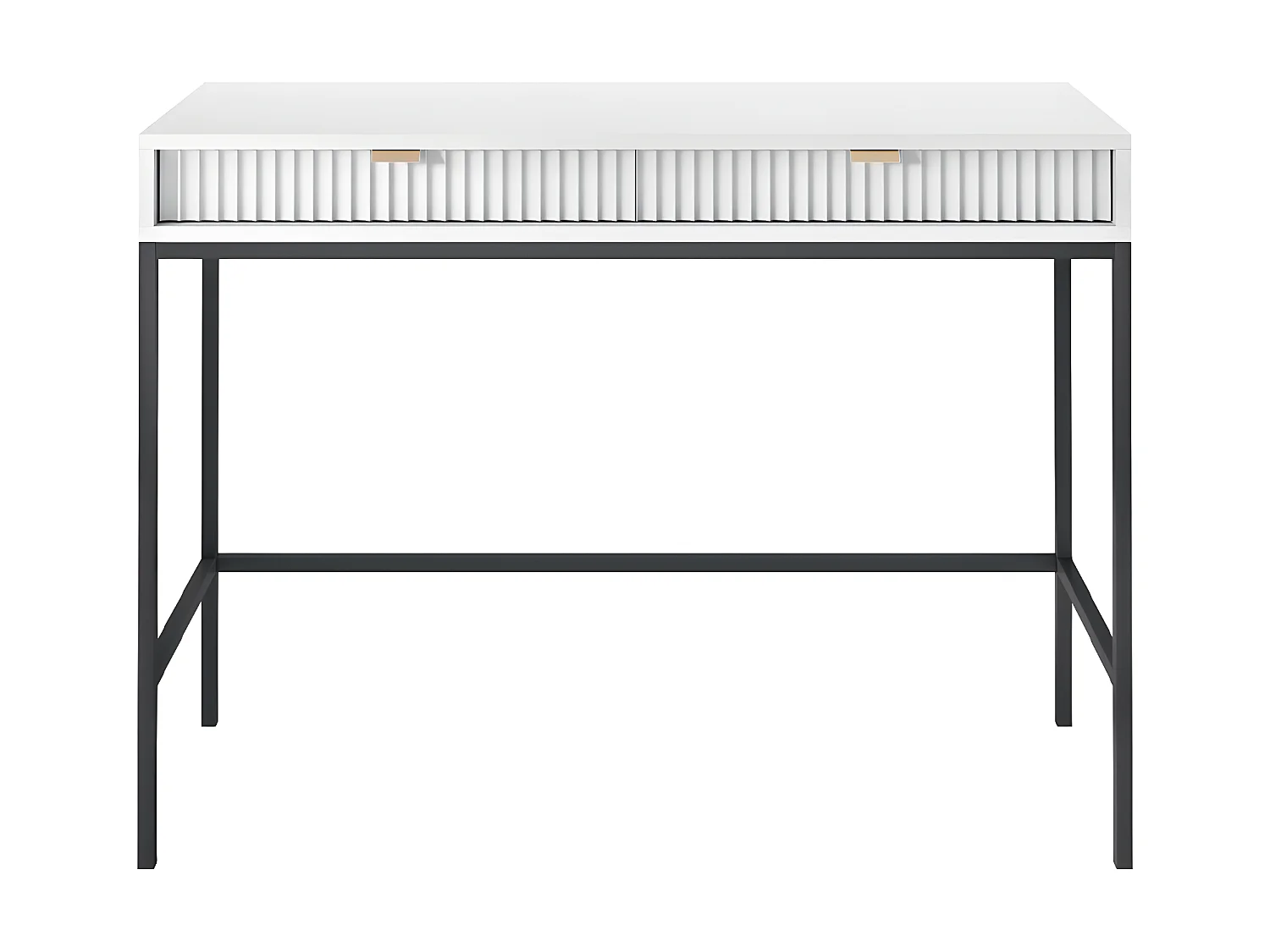 Bureau console 2 tiroirs Rava Blanc