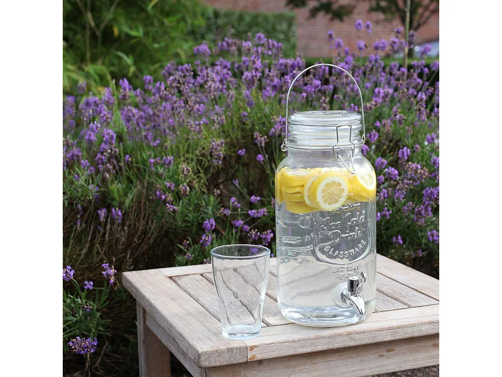 Distributeur boisson avec couvercle à rabat en verre