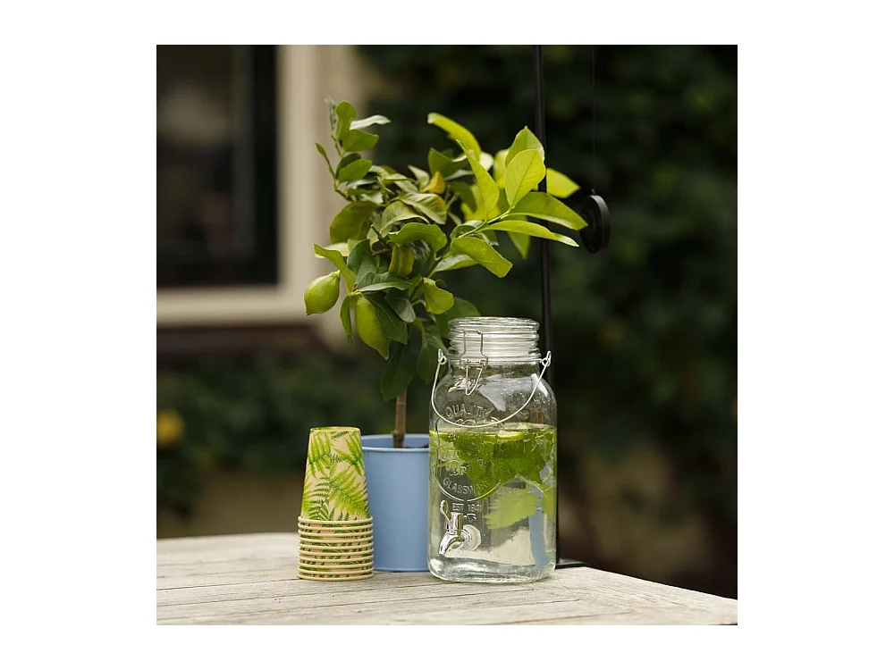 Getränkespender mit Klappdeckel aus Glas