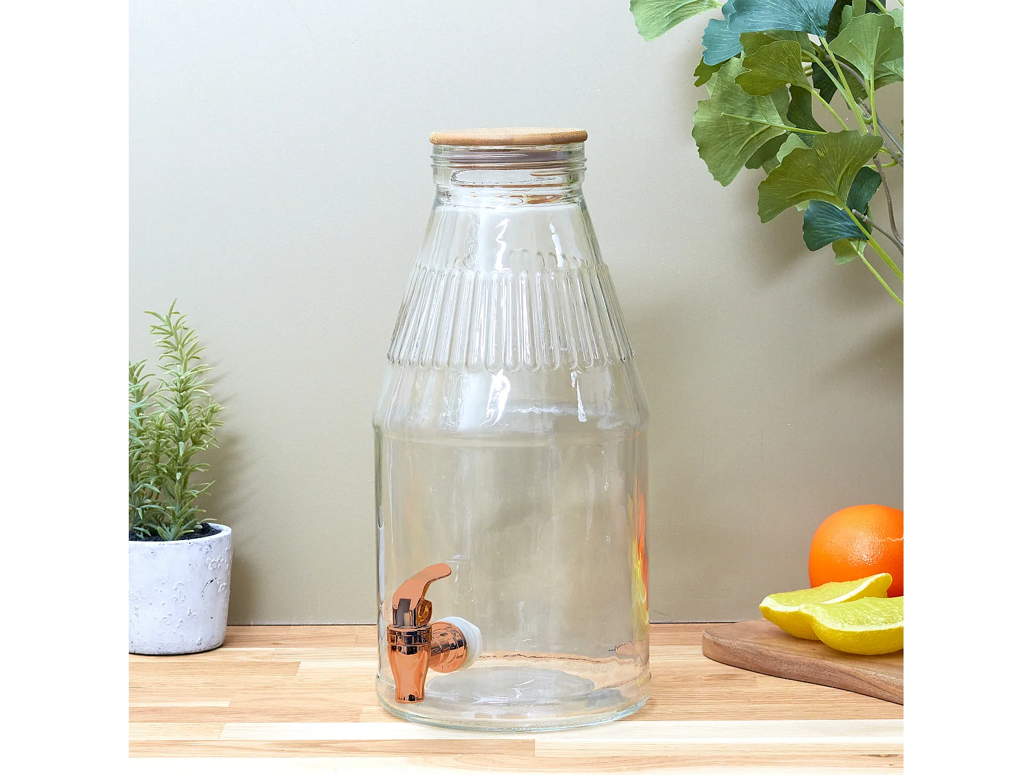 Fontaine Avec Couvercle En Bois 3.8l Transparent, Or
