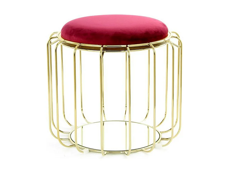 Pouf & Table d'Appoint "Comfortable" 50cm Rouge & Or