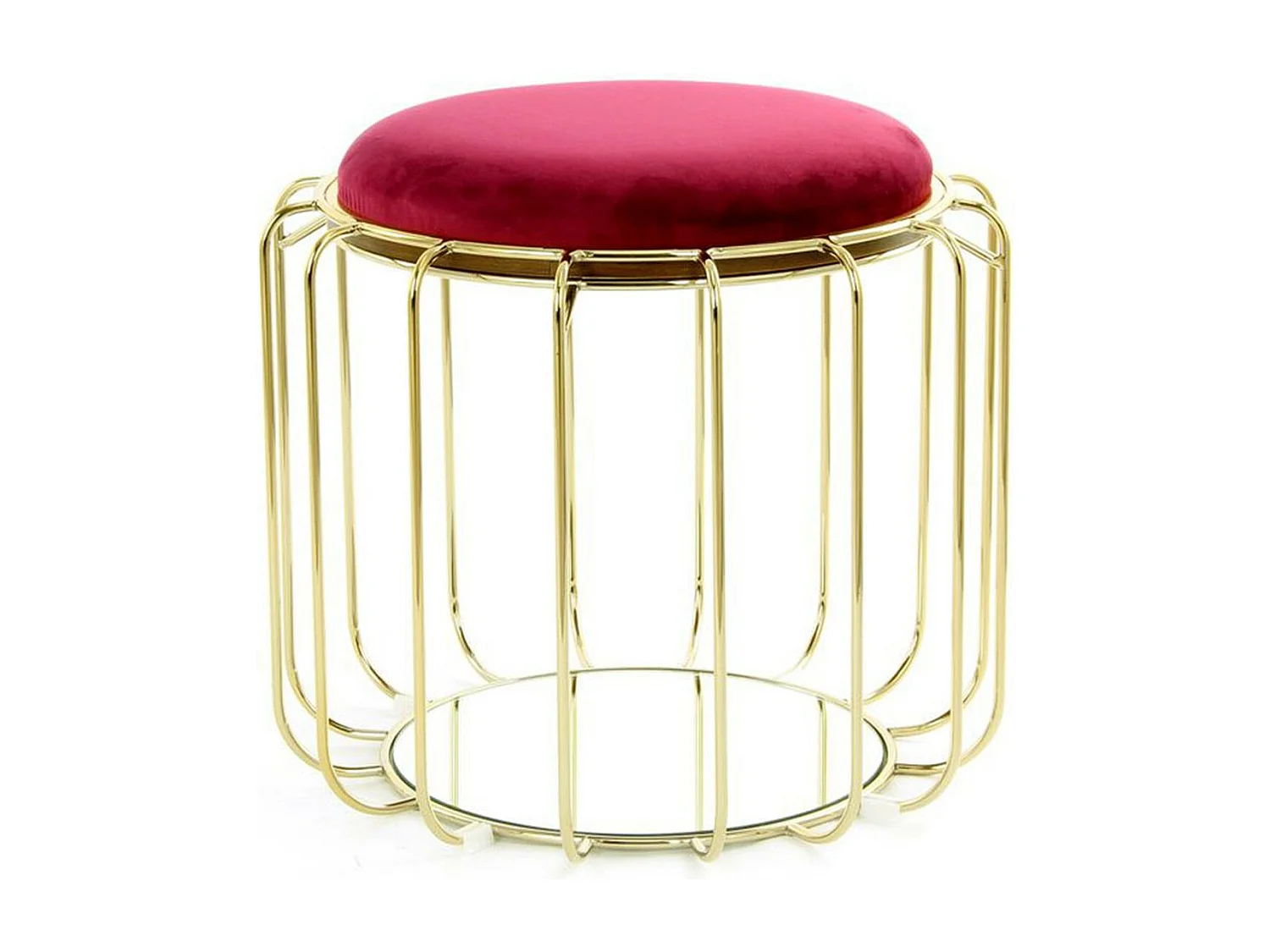 Pouf & Table d'Appoint "Comfortable" 50cm Rouge & Or