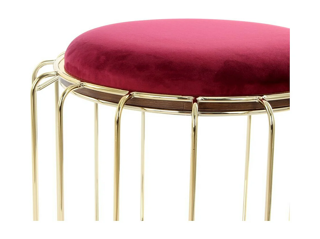 Pouf & Table d'Appoint "Comfortable" 50cm Rouge & Or