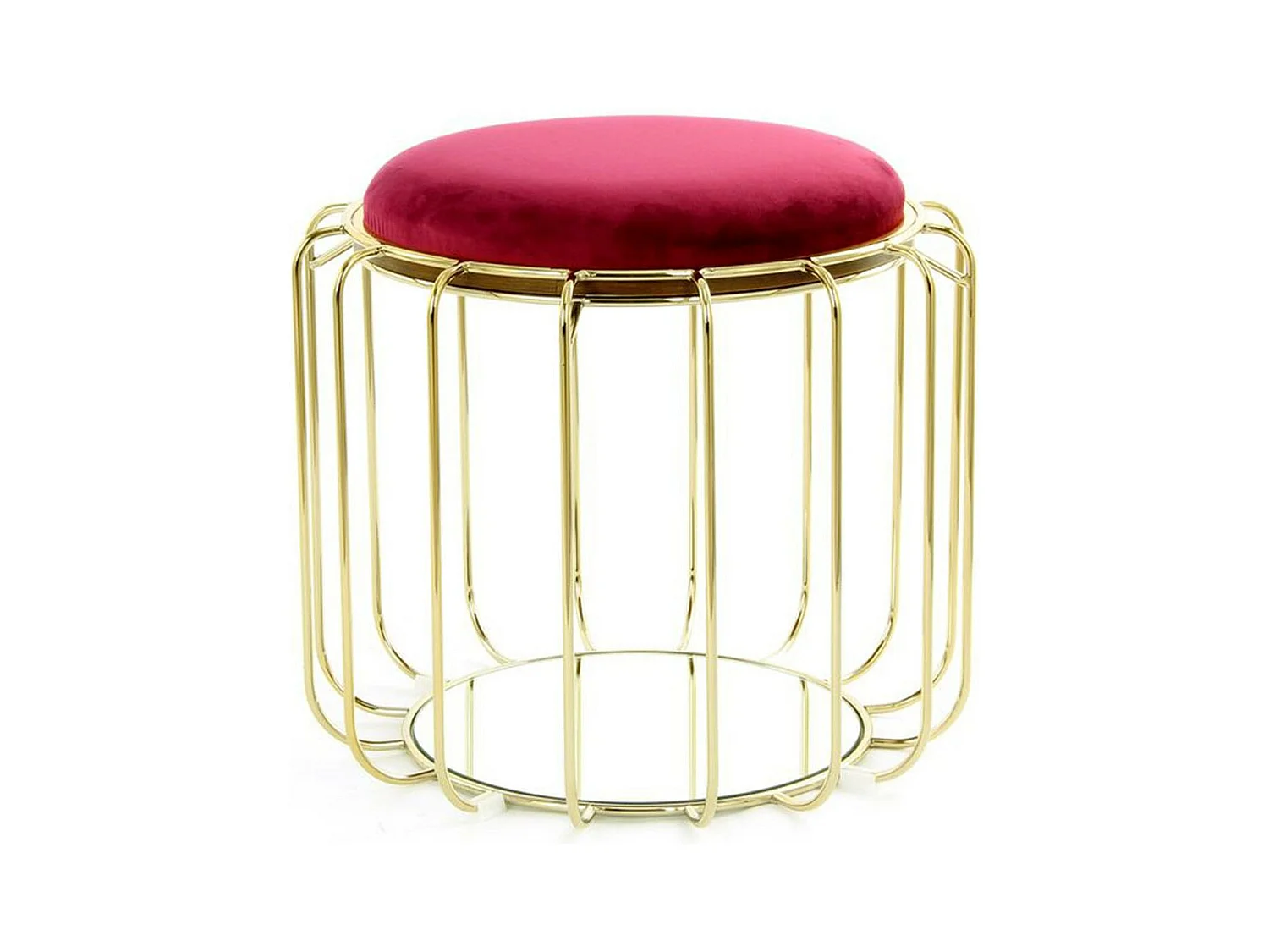 Pouf & Table d'Appoint "Comfortable" 50cm Rouge & Or