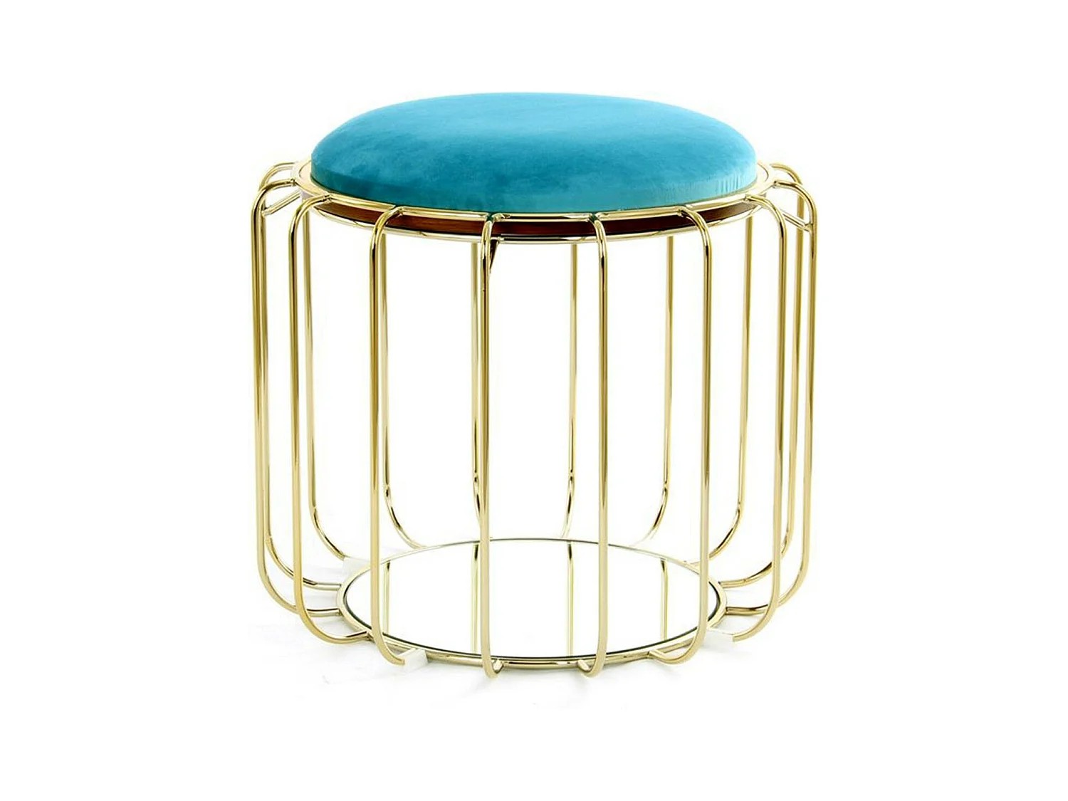 Pouf & Table d'Appoint "Comfortable" 50cm Turquoise & Or