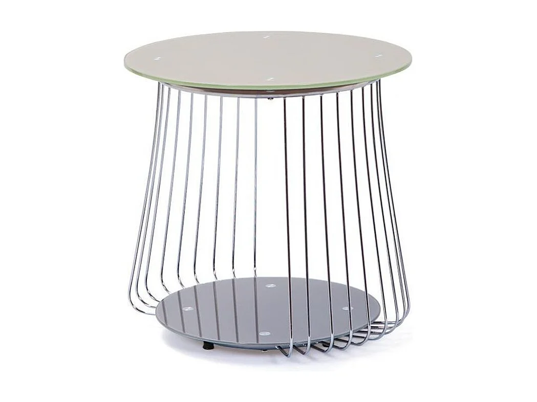 Table d'Appoint Design en Verre "Raza" 50cm Taupe