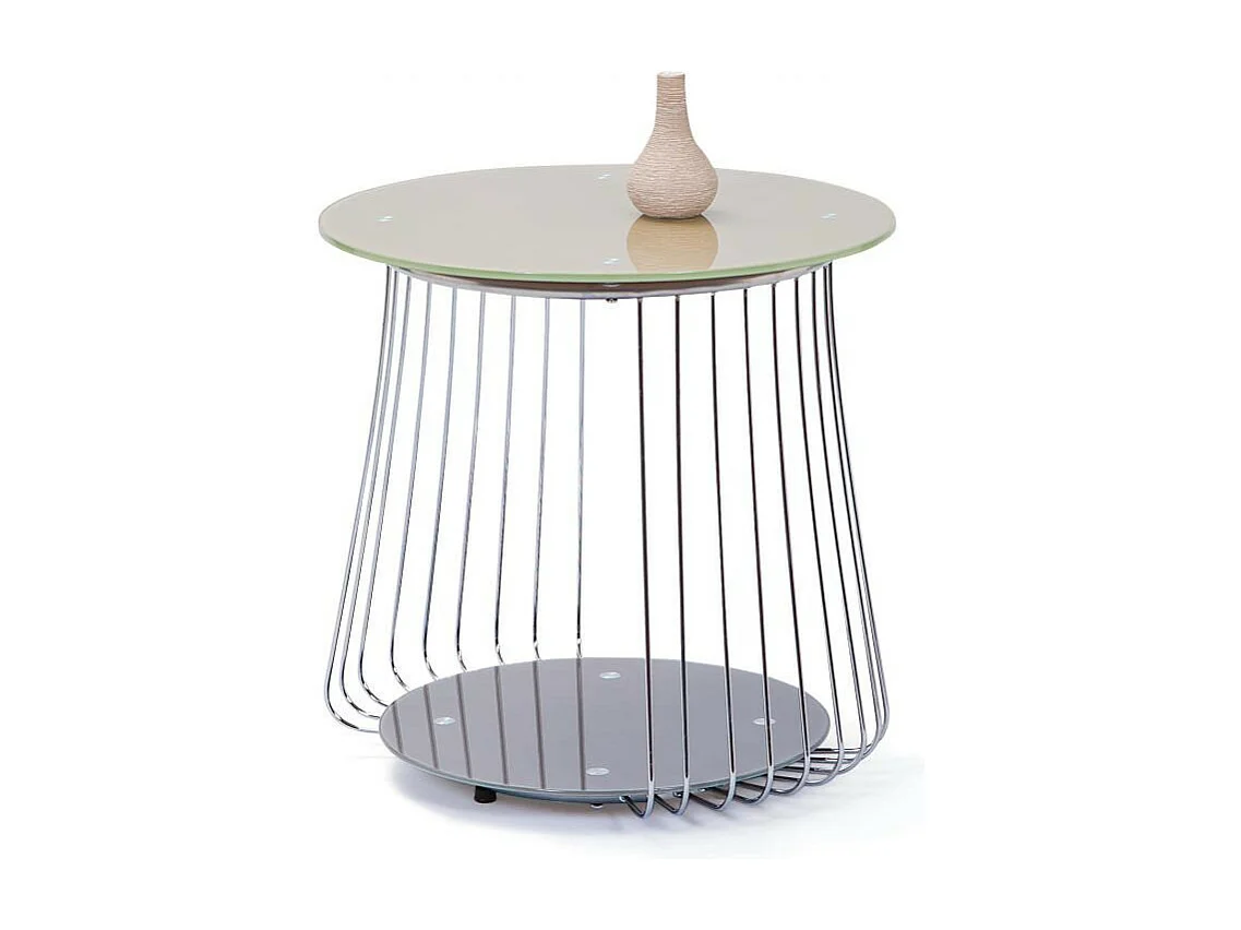 Table d'Appoint Design en Verre "Raza" 50cm Taupe