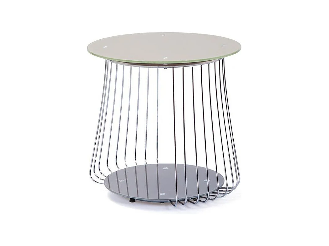 Table d'Appoint Design en Verre "Raza" 50cm Taupe