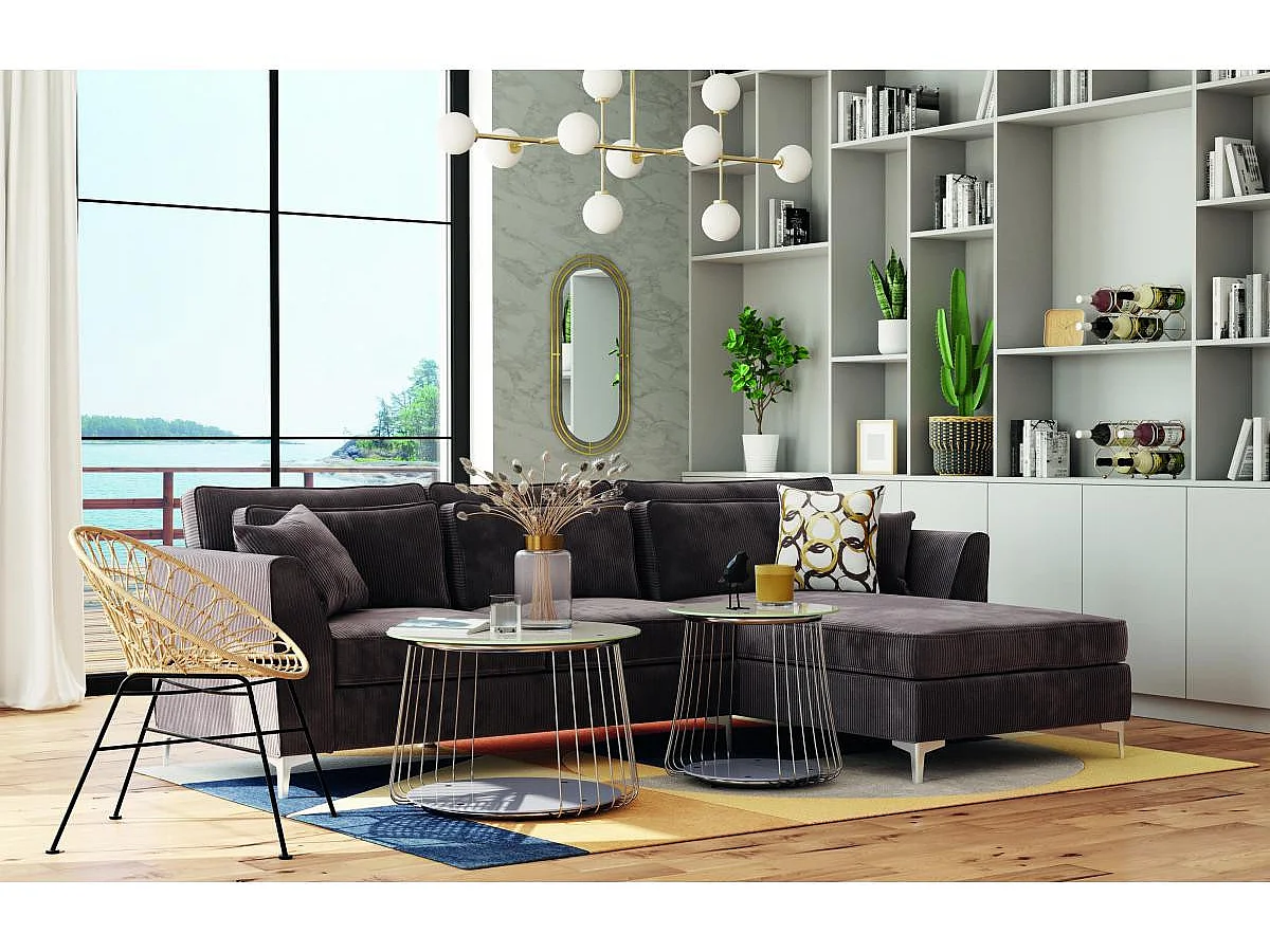 Table d'Appoint Design en Verre "Raza" 50cm Taupe