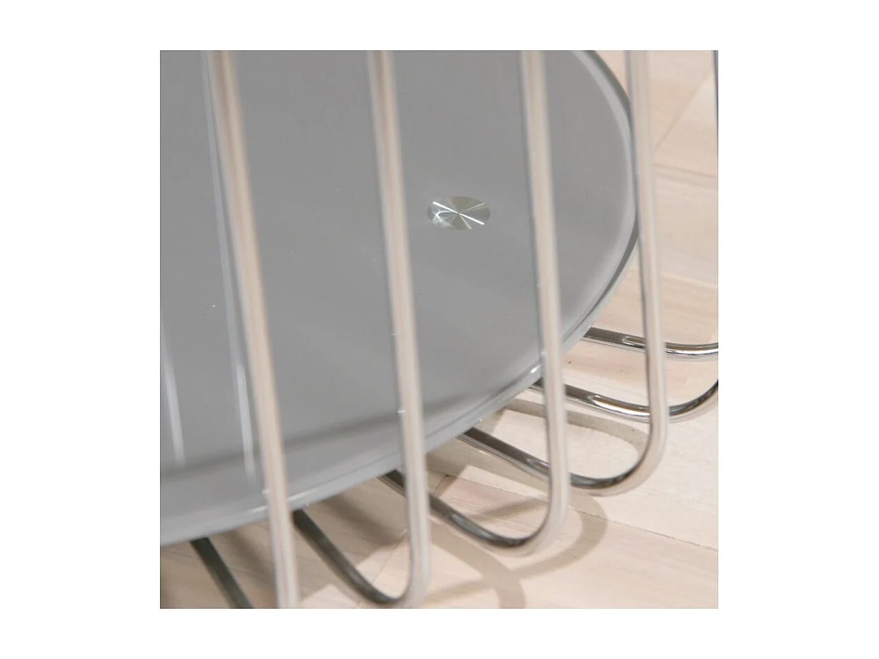 Table d'Appoint Design en Verre "Raza" 50cm Taupe