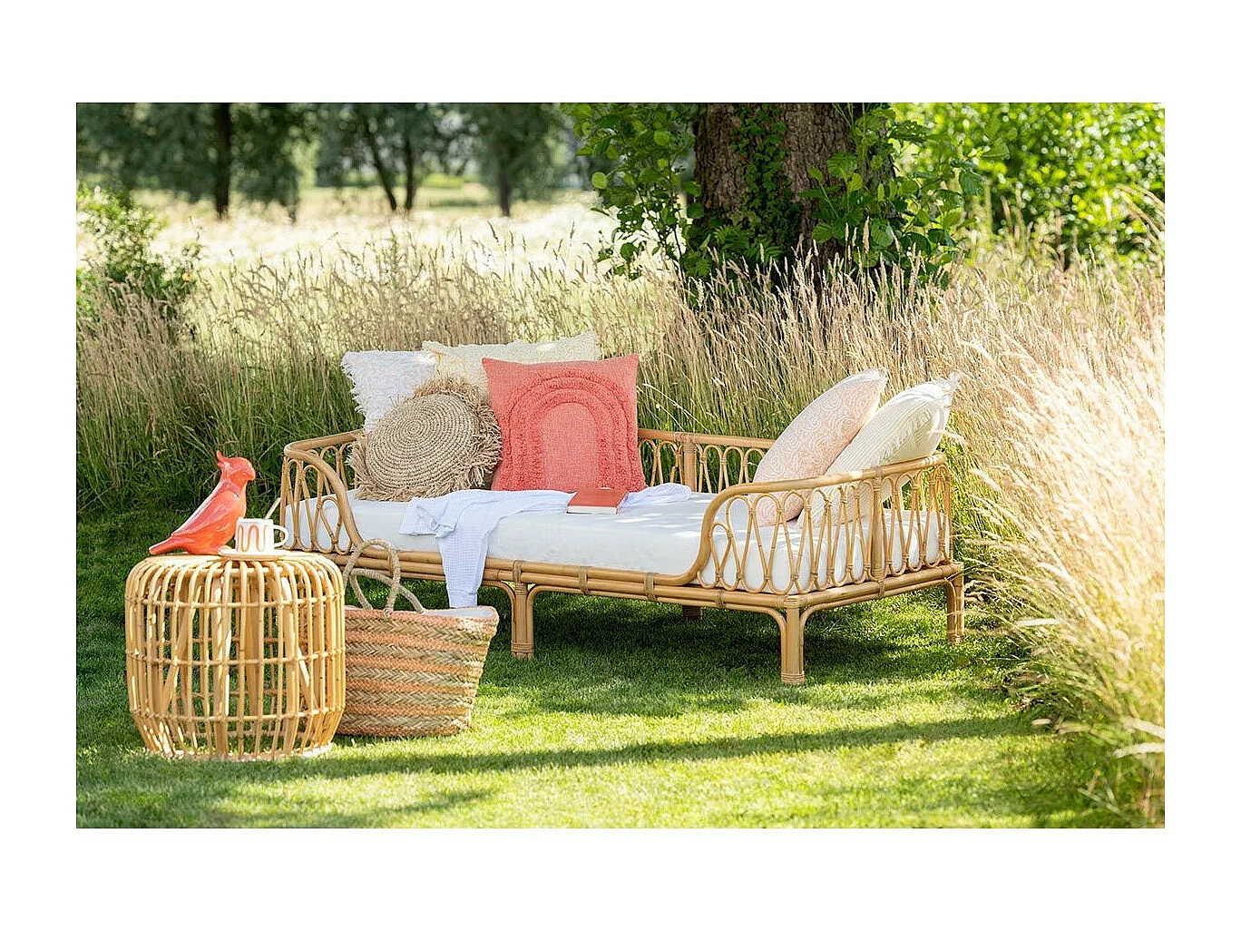 Table d'Appoint Design en Rotin "Sirine" 45cm Naturel