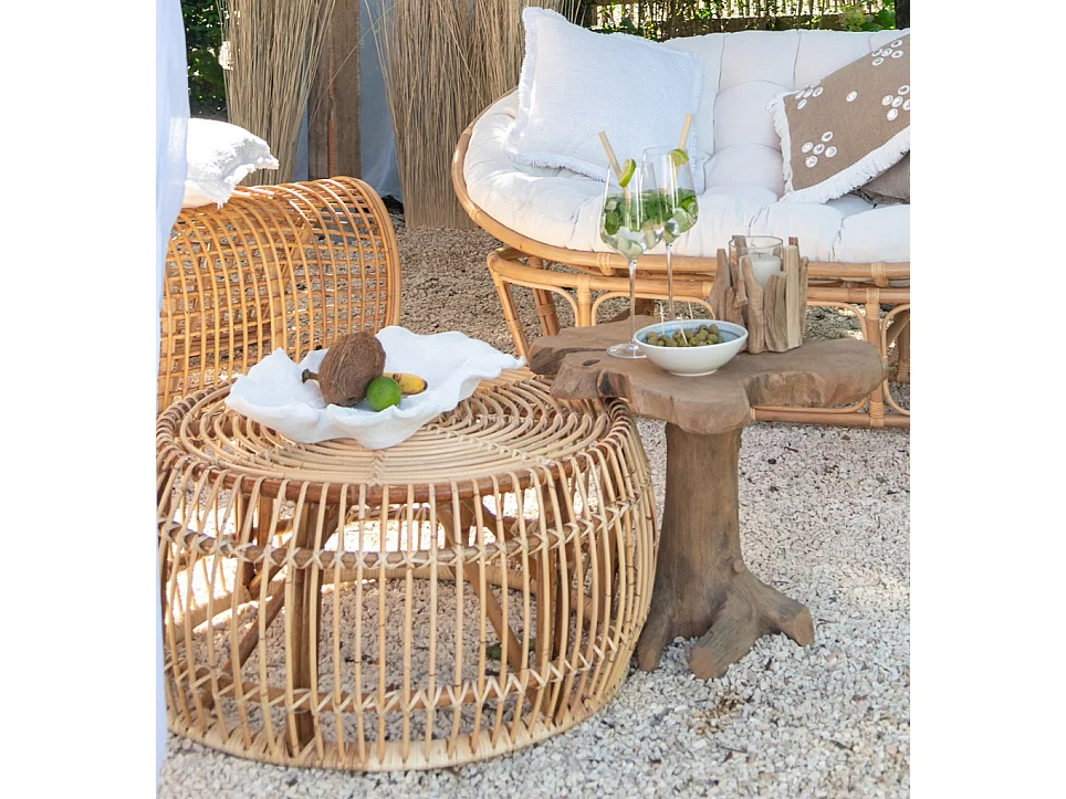 Table Basse en Rotin "Ana" 85cm Naturel