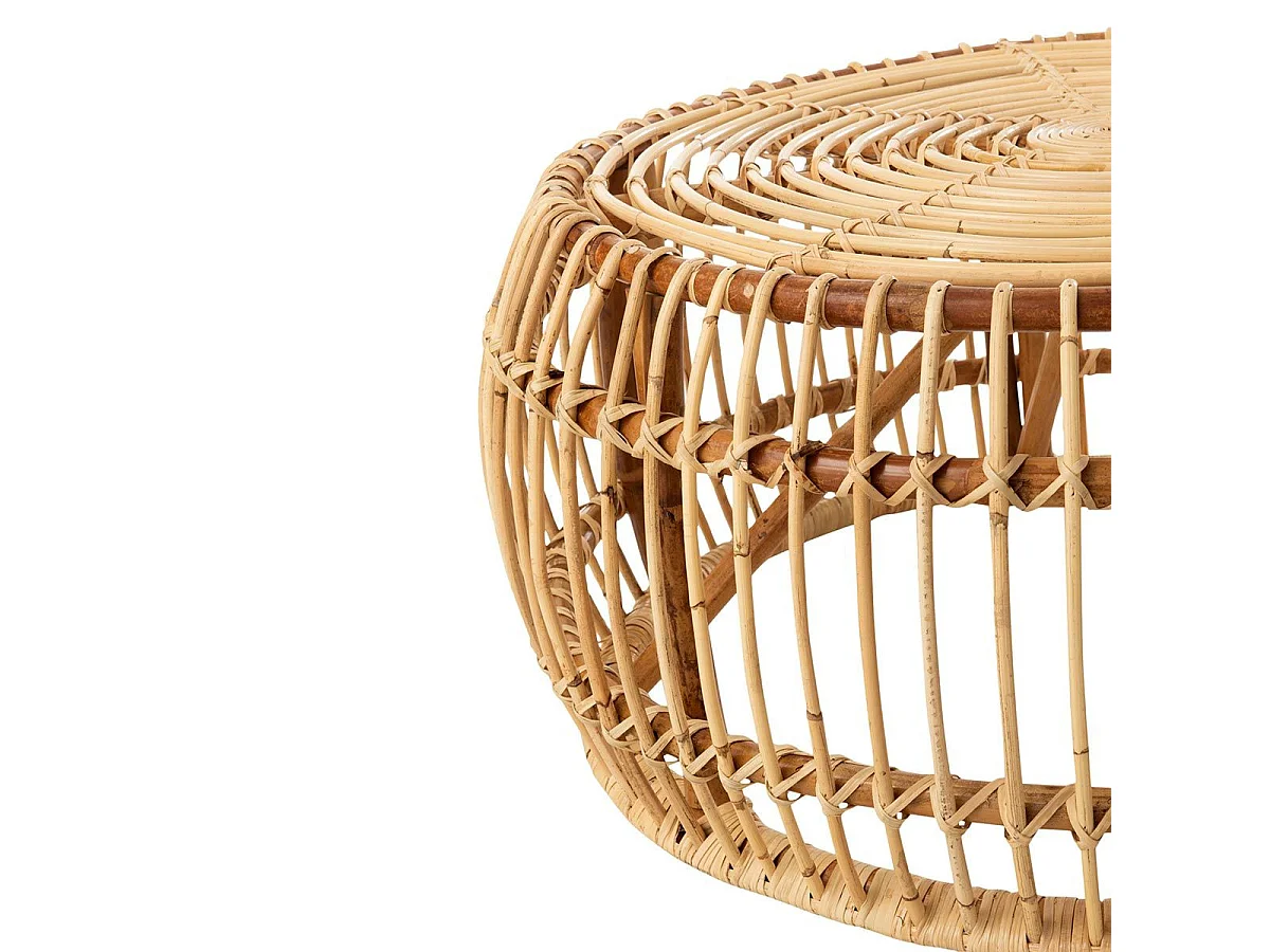 Table Basse en Rotin "Ana" 85cm Naturel