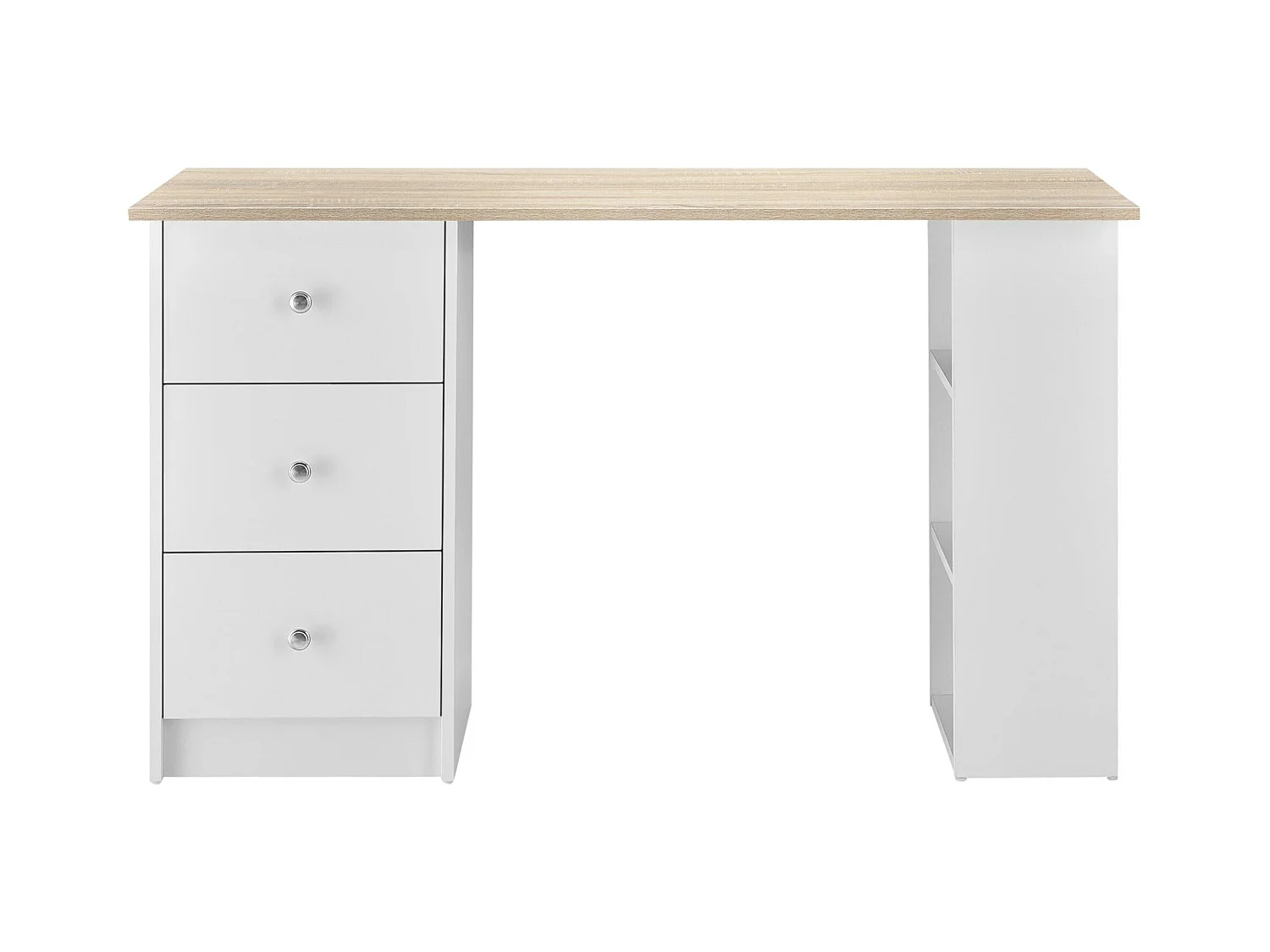 Mesa de trabalho para computador com 3 gavetas 120 cm branco e madeira 03_0004709