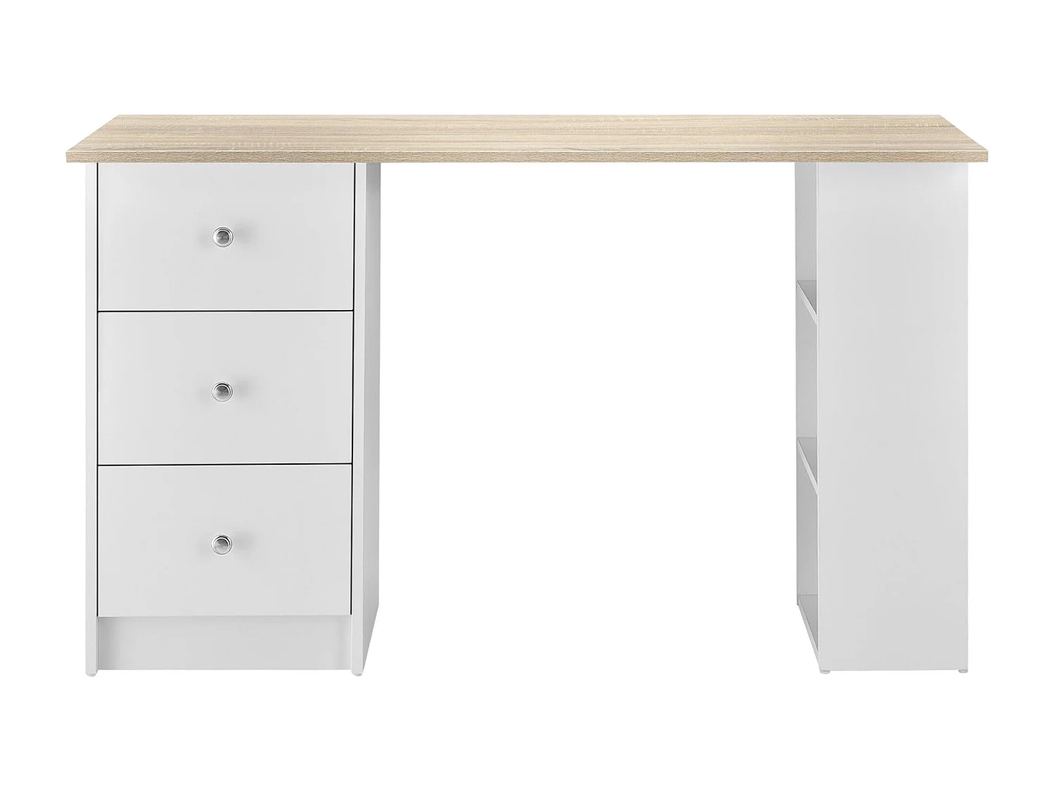 Mesa escritorio puesto de trabajo para ordenador con 3 cajones 120 cm blanco y madera 03_0004709