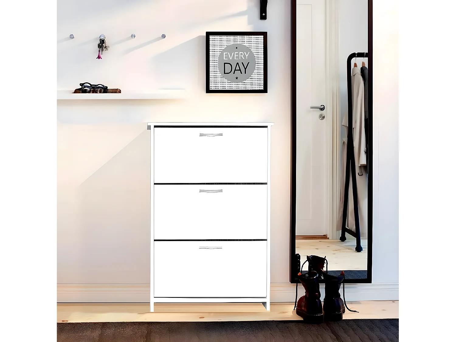 Étagère à Chaussures Tea, Blanc, 72x25,5x112 cm, EPIKASA