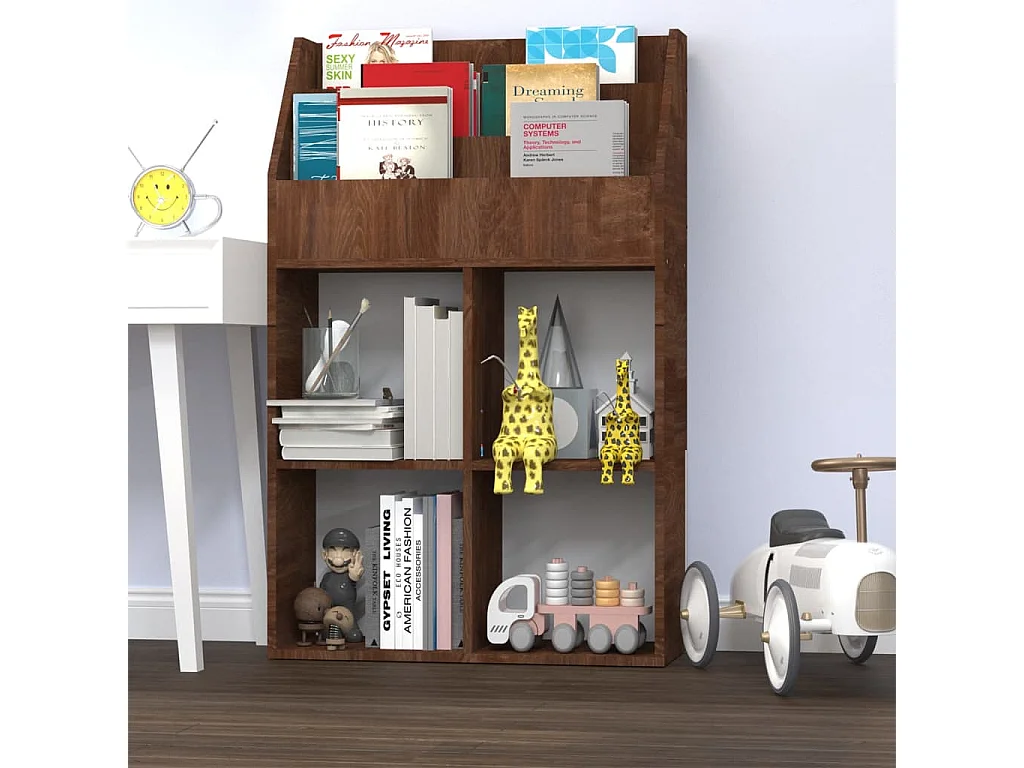 Kinder-Bücherregal Braun Eichen-Optik 71x30x114cm Holzwerkstoff