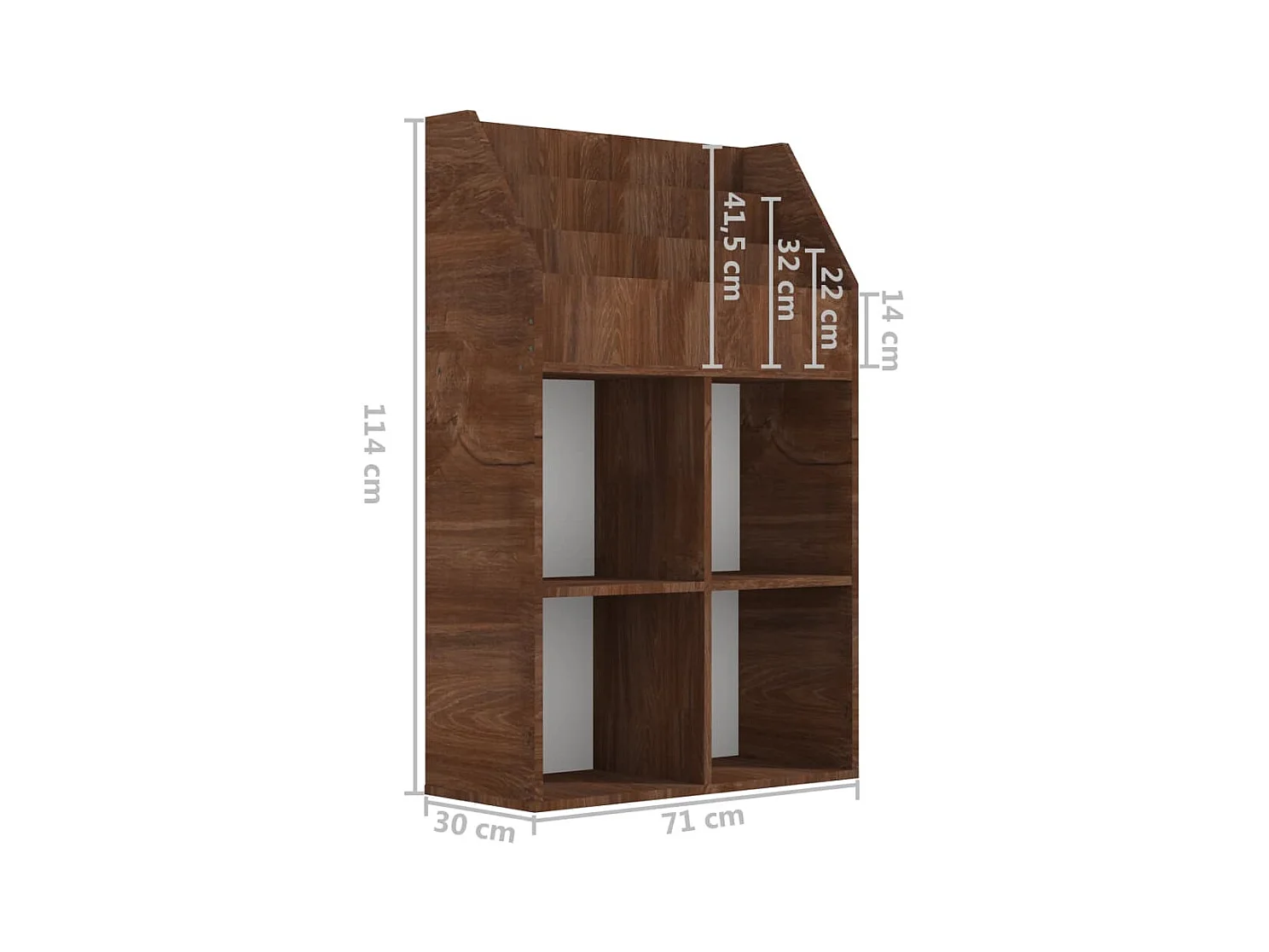 Kinder-Bücherregal Braun Eichen-Optik 71x30x114cm Holzwerkstoff