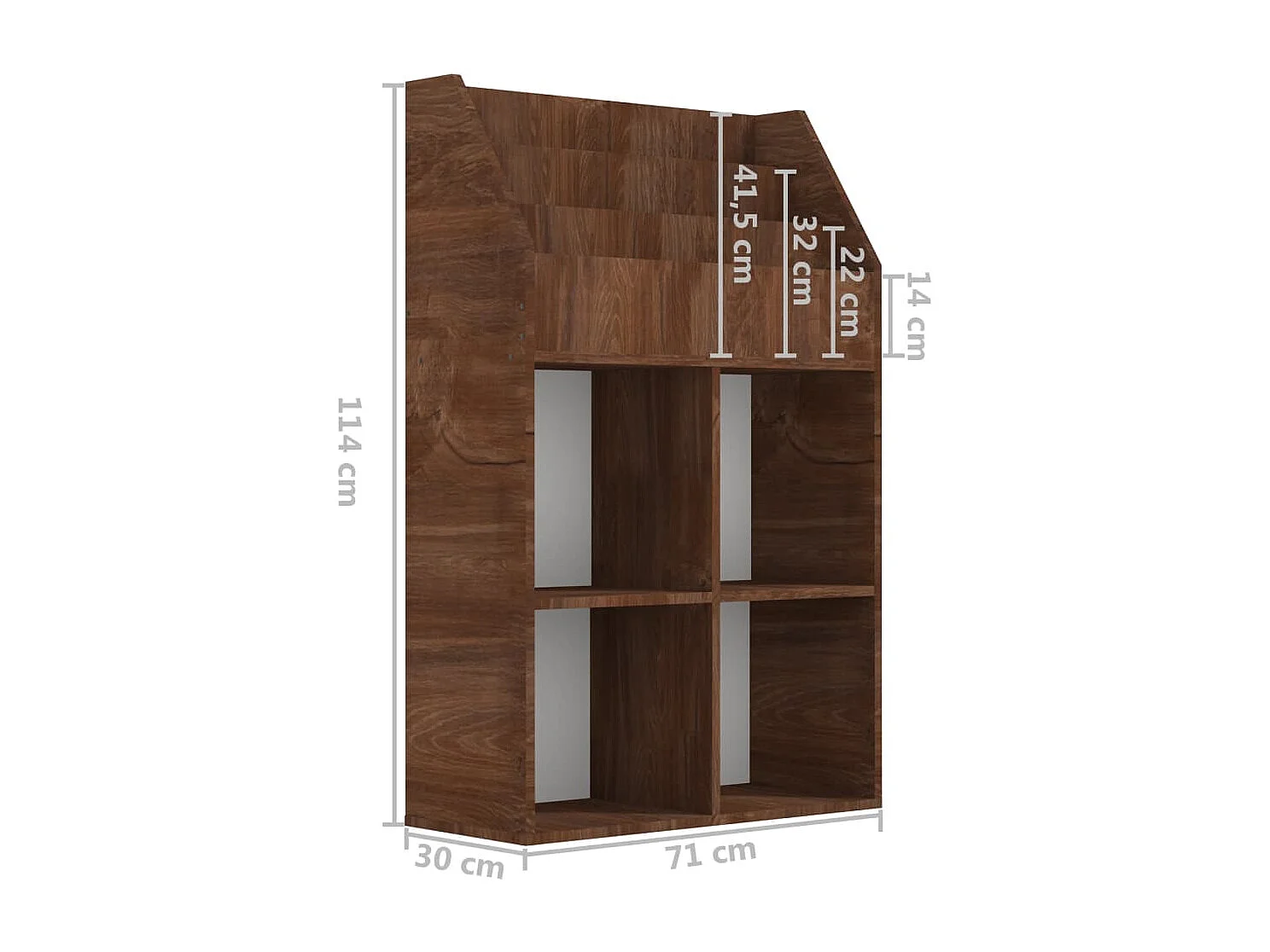 Kinder-Bücherregal Braun Eichen-Optik 71x30x114cm Holzwerkstoff