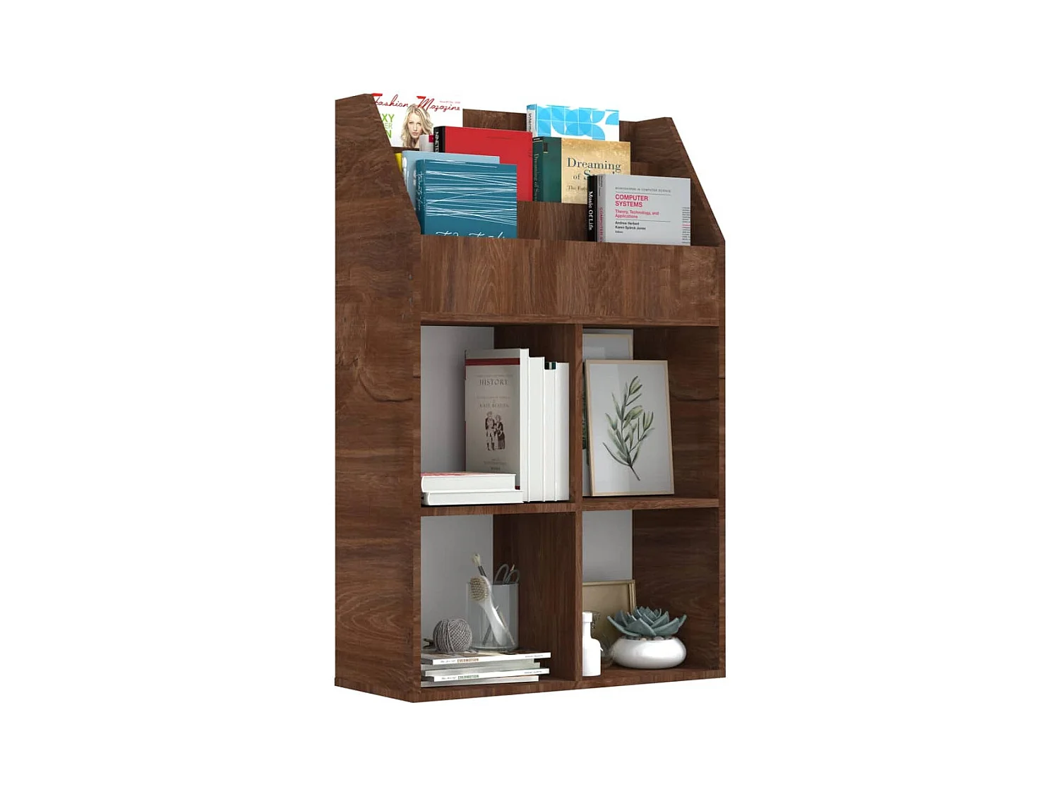 Revistero niños madera contrachapada marrón roble 71x30x114 cm