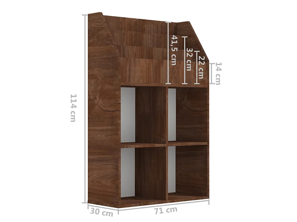 Porte-revue pour enfants Chêne marron 71x30x114 cm