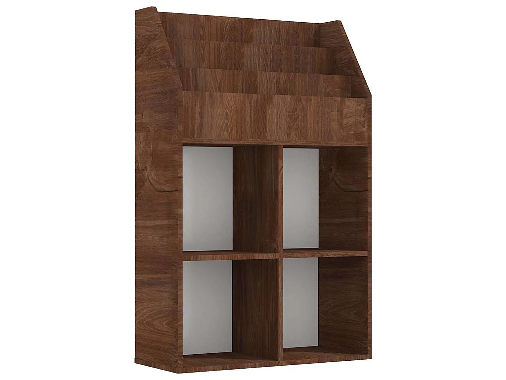 Kindertijdschriftenrek 71x30x114 cm bewerkt hout bruineiken
