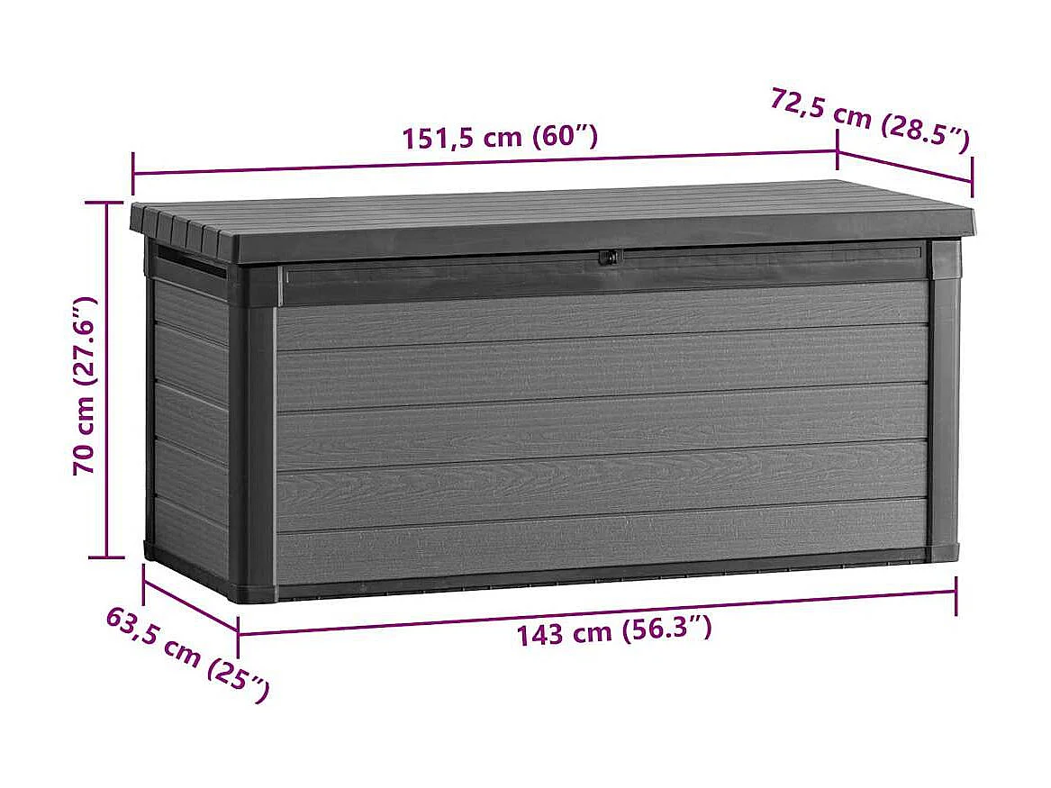 Boîte de rangement pour l'extérieur Cortina 570 L gris